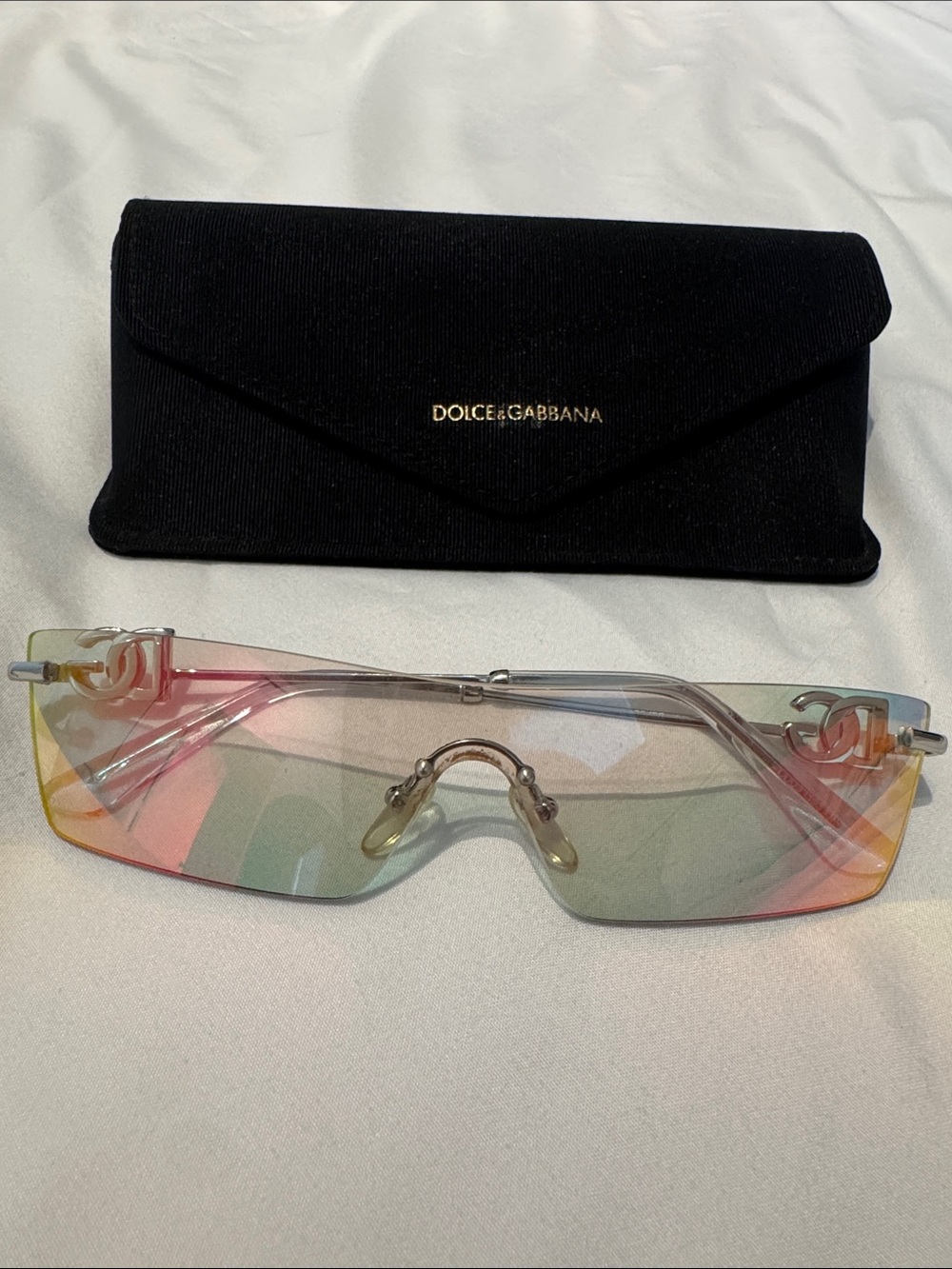 Dolce & Gabbana Women’s Rimless Shield Sunglasses - Pink, Yellow, Green